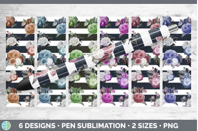 Striped Flowers Pen Wraps | Epoxy Sublimation Bundle