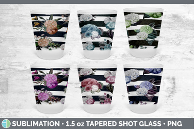 Striped Flowers Shot Glass Sublimation | Shot Glass 1.5oz Tapered