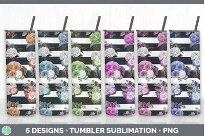 Striped Flowers Tumbler Sublimation Bundle