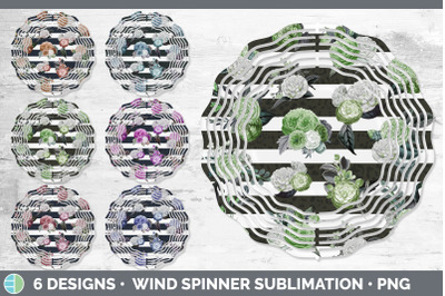 Striped Flowers Wind Spinner | Sublimation Designs Bundle