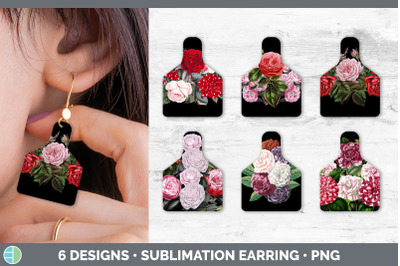 Romantic Rose Cow Tag Earring | Sublimation Cattle Ear Tag