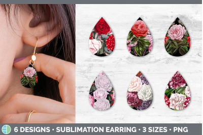 Romantic Rose Teardrop Earring | Sublimation Designs Bundle