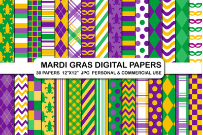 Mardi Gras Digital Papers Carnival Masquerade Backgrounds