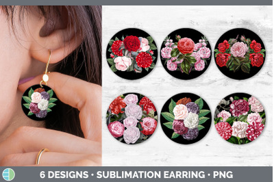 Romantic Rose Round Earring | Sublimation Designs Bundle