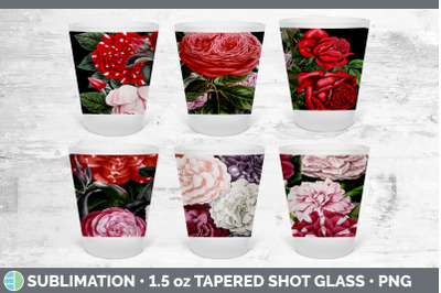 Romantic Rose Shot Glass Sublimation | Shot Glass 1.5oz Tapered