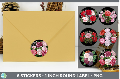 Romantic Rose Stickers | Sticker 1in Round Labels PNG Designs