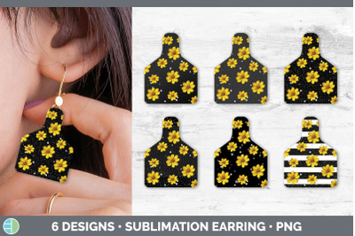 Black Animal Print Cow Tag Earring | Sublimation Cattle Ear Tag