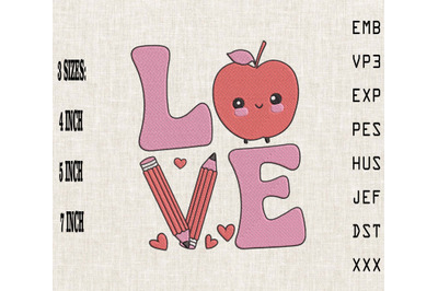 Love Teacher Valentine&#039;s Day Embroidery