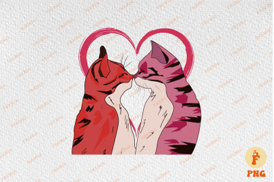 Couple Cat Kissing Valentine&#039;s Day