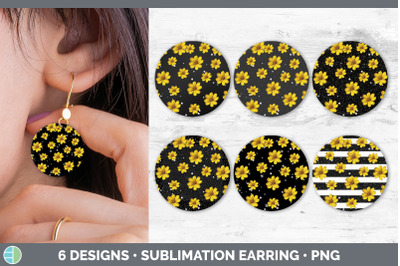 Black Animal Print Round Earring | Sublimation Designs Bundle