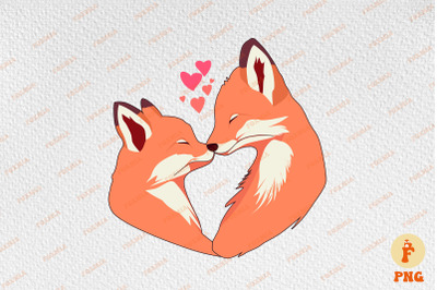 Cute Couple Fox Kissing Valentine&#039;s Day