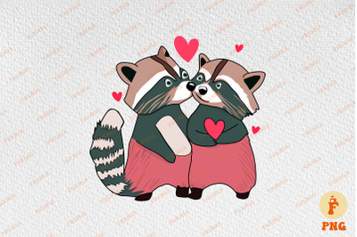 Surprised Couple Racoon Kissing Valentine&#039;s Day