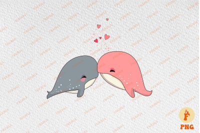Cute Couple Whale Kissing Valentine