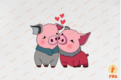 Cute Couple Pig Loving Valentine&#039;s Day
