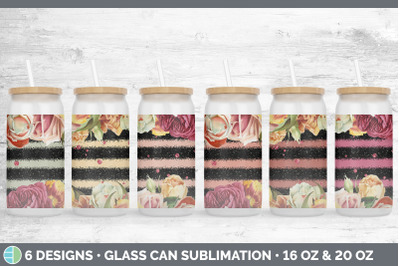 Ruby Florals Glass Can | Sublimation Beer Mason Jar