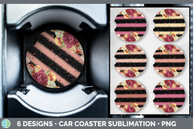 Ruby Florals Car Coaster | Sublimation Designs Bundle