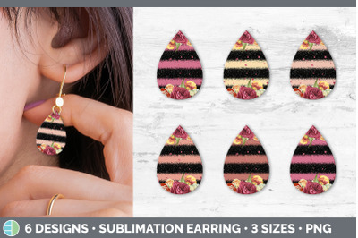 Ruby Florals Teardrop Earring | Sublimation Designs Bundle