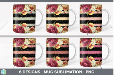 Ruby Florals Mug Sublimation | Coffee Cup Background PNG