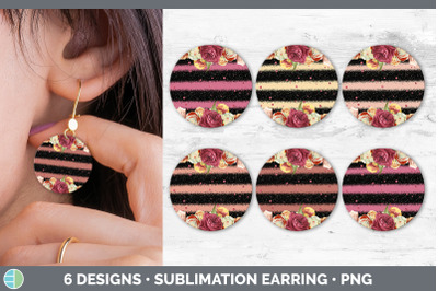 Ruby Florals Round Earring | Sublimation Designs Bundle