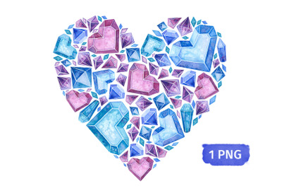 Crystal Heart. Valentines Day Clipart