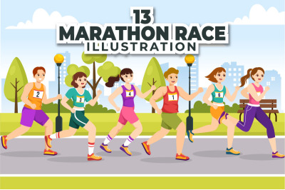 13 Marathon Race Sport Illustration