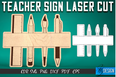 Teacher Sign Laser Cut SVG | School SVG Design | CNC Files