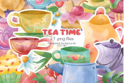 Tea Time Clipart - PNG Files