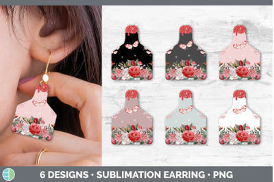 Pink Butterfly Cow Tag Earring | Sublimation Cattle Ear Tag