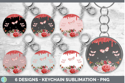 Pink Butterfly Keychain Bundle | Keyring Sublimation Designs