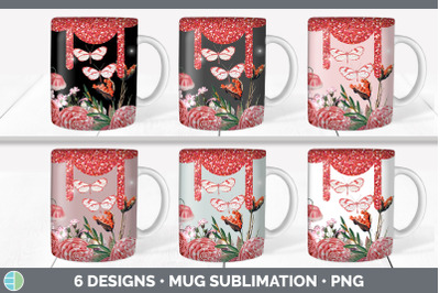 Pink Butterfly Mug Sublimation | Coffee Cup Background PNG