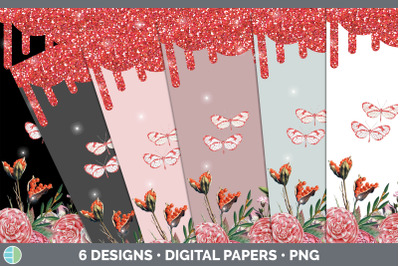 Pink Butterfly Backgrounds | Digital Scrapbook Papers