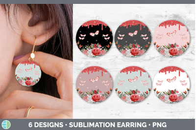 Pink Butterfly Round Earring | Sublimation Designs Bundle