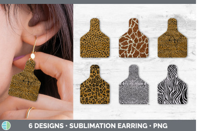 Animal Print Cow Tag Earring | Sublimation Cattle Ear Tag