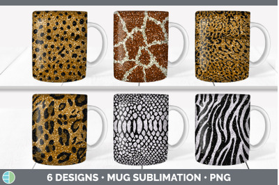 Animal Print Mug Sublimation | Glitter Coffee Cup Designs