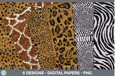 Animal Print Backgrounds | Glitter Digital Scrapbook Papers