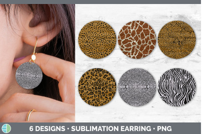 Animal Print Round Earring | Sublimation Designs Bundle