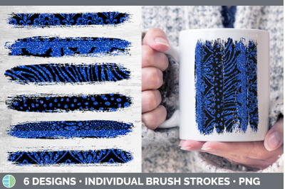 Blue Damask Brush Strokes | Glitter Animal Print Sublimation Designs