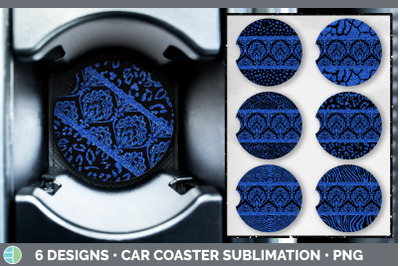 Blue Damask Car Coaster | Glitter Animal Print Sublimation Bundle