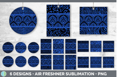 Blue Damask Air Freshener | Glitter Animal Print Sublimation Bundle