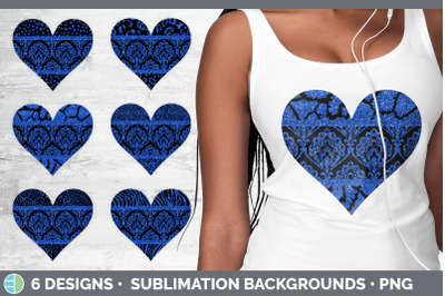 Blue Damask Hearts Clipart | Glitter Animal Print Hearts