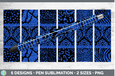 Blue Damask Pen Wraps | Glitter Animal Print Epoxy Pen Sublimation