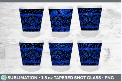 Blue Damask Shot Glass Sublimation | Shot Glass 1.5oz Tapered