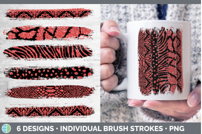 Red Damask Brush Strokes | Glitter Animal Print Sublimation Designs