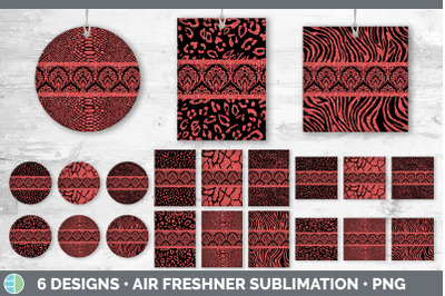 Red Damask Air Freshener | Glitter Animal Print Sublimation Bundle