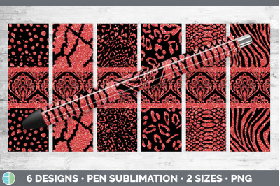 Red Damask Pen Wraps | Glitter Animal Print Epoxy Pen Sublimation