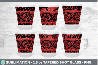 Red Damask Shot Glass Sublimation | Shot Glass 1.5oz Tapered