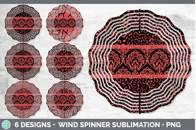 Red Damask Wind Spinner | Sublimation Designs Bundle