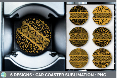 Orange Damask Car Coaster | Glitter Animal Print Sublimation Bundle