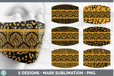 Orange Damask Mask | Sublimation Glitter Animal Print Face Mask Design