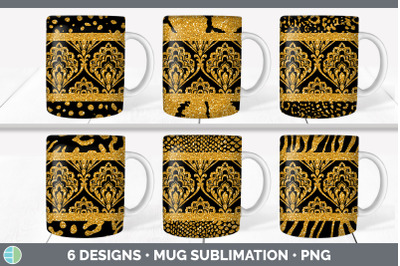 Orange Damask Mug Sublimation | Glitter Animal Print Coffee Cup Design